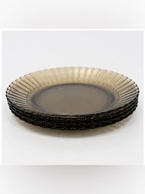 Vintage Fortecrisa Mexico Smoked Brown Glass Salad / Luncheon Plates – Set of 4